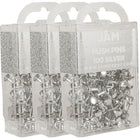 JAM Paper Push Pins, Shiny Silver Pushpins, 3 Packs of 100, 300 Total (222419054g)-Shiny silver