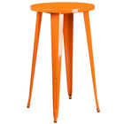 24'' Round Orange Metal Indoor-Outdoor Bar Table Set with 4 Square Seat Backless Barstools (CH-51080BH-4-30SQST-OR-GG)-Metal