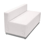 Flash Furniture HERCULES Alon Series Melrose Leather Loveseat with Brushed Stainless Steel Base - White-Contemporary Style