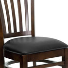 Flash Furniture HERCULES Series Vertical Slat Back Walnut Wood Restaurant Chair - Black Vinyl Seat-2.5'' Thick Foam Padded Seat