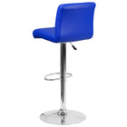 Flash Furniture Contemporary Vinyl Adjustable Height Barstool with Rolled Seat and Chrome Base - Blue - 2 Pack-Line Stitching on Back