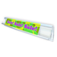 Azar Displays 1.25"H Flip Up C-Channel, Clear, 5 Pack (600050)-Made from extruded plastic and includes double-sided adhesive tape on the bottom