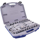 Gray Tools 38 Piece 1/2" Drive 6 Point, SAE & Metric, Socket & Attachment Set-Contains: 3/8", 7/16", 1/2", 9/16", 5/8", 11/16", 3/4", 13/16", 7/8", 15/16", 1", 1 1/16", 1 1/8", 1 1/4", 10, 11, 12, 13, 14 , 15 , 16 , 17, 18, 19, 20 , 21, 22, 23, 24, 27, 30 , 32mm sockets, Reversible Ratchet, 15" Flexible Handle, U-Joint and 2", 5" & 10" Extensions.