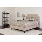 Flash Furniture Brighton Full Size Tufted Upholstered Platform Bed in Beige Fabric with Pocket Spring Mattress-Arched Headboard