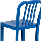 Flash Furniture Commercial Grade 30" High Blue Metal Indoor-Outdoor Barstool with Vertical Slat Back - 2 Pack-Blue Powder Coated Frame Finish