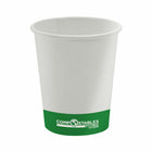 Globe Commercial Products 12 oz Single Wall Hot/Cold Compostable Paper Cup - 1000 Pack-12 oz White and Green Single Wall Hot/Cold Cup