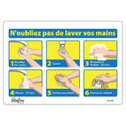 Zenith Pictogram Sign - N'oubliez pas de lavez vos mains - 7" x 10" - Adhesive Vinyl - 6 Pack-N'oubliez pas de lavez vos main