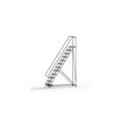 Tri-Arc Manufacturing – Échelle roulante en aluminium, larg. de marche de 24 po, marche de type dentelé, 12 marches (WLAR112245)-Nombre de marches : 12