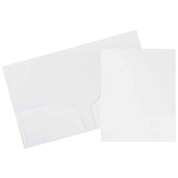JAM Paper Plastic Heavy Duty Two Pocket Folders, White, 6 Pack-White Plastic Folders