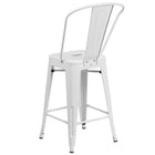 Flash Furniture Commercial Grade 24" High Metal Indoor-Outdoor Counter Height Stool with Back - White-White Powder Coated Frame Finish