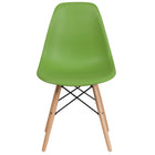 Flash Furniture Elon Series Green Plastic Chair with Wooden Legs-Accent Side Chair
