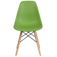 Flash Furniture Elon Series Green Plastic Chair with Wooden Legs-Accent Side Chair