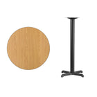 Flash Furniture 30" Round Natural Laminate Table Top with 22" x 22" Bar Height Table Base-Natural Laminate Top