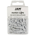 JAM Paper Coloured Standard Paper Clips, Small, White Paperclips, 6 Packs of 100, 600 Total (2183755g)-Length: 1 1/8"