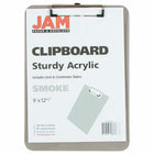 JAM Paper Standard Plastic Clipboard - Smoke - 12 Pack-Size: Letter (9 x 12.5 inches). Easy to stack and organize. Fits in most bags, backpacks, and brief cases.