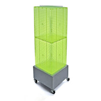 Azar Displays 40" x 14" x 14" Wheeled 4-Sided Interlocking Pegboard Floor Display, Green (701415-GRE)-Sign holder strip is included