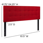Flash Furniture - Tête de lit Bedford grand touffetée et rembourrée en tissu rouge-Conception de point de boîte
