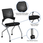 Flash Furniture HERCULES Series Ladder Back Mahogany Wood Restaurant Chair - Black Vinyl Seat - 2 Pack-Dual Wheel Casters
