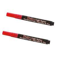 Marvy Uchida Fine-Point Liquid Chalk Markers - Erasable - Dustless - Red - 2 Pack-Colour: Red