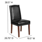 Flash Furniture HERCULES Hampton Hill Series Black Leather Parsons Chair with Silver Accent Nail Trim-Mahogany Wood Legs