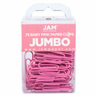 JAM Paper Colored Jumbo 2" Paper Clips - Pink - 2 Packs of 75-Color: Pink