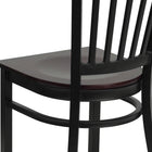 Flash Furniture HERCULES Series Black Vertical Back Metal Restaurant Chair - Mahogany Wood Seat - 2 Pack-Curved Support Bar