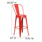Flash Furniture – Tabouret bistro de 30 po en métal pour l’intérieur et l’extérieur, rouge (CH3132030GBRED)-Structure en acier galvanisé