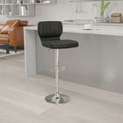 Flash Furniture Contemporary Black Vinyl Adjustable Height Barstool with Vertical Stitch Back & Chrome Base-Height Adjustable Seat with Gas Lift