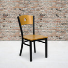 Flash Furniture HERCULES Series Black Circle Back Metal Restaurant Chair - Natural Wood Back & Seat - 2 Pack-Welded Joint Assembly