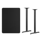 Flash Furniture 30" x 42" Rectangular Black Laminate Table Top with 5" x 22" Bar Height Table Bases-Black Laminate Top