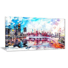 Designart Colourfull NYC Cityscape, Large Americana Canvas Art Print, (PT2811-32-16)-Print