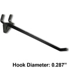 Azar Displays 6" x 0.287" Diameter Plastic Hooks, Black, 50 Pack-Fits standard pegboard