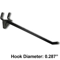 Azar Displays 6" x 0.287" Diameter Plastic Hooks, Black, 50 Pack-Fits standard pegboard