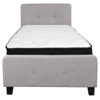 Flash Furniture Tribeca Twin Size Tufted Upholstered Platform Bed with Memory Foam Mattress - Light Grey Fabric-Twin Platform Bed and Mattress Set