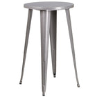24'' Round Silver Metal Indoor-Outdoor Bar Table Set with 4 Cafe Barstools [CH-51080BH-4-30CAFE-SIL-GG]-Silver Powder Coat Finish