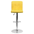 Flash Furniture 17 1/2" x 18" Quilted Vinyl Adjustable Height Bar Stool W/Chrome Base, Yellow, 2 Pack-Mid-Back Design
