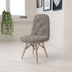 Flash Furniture Shaggy Dog Charcoal Grey Accent Chair-Wooden Legs with Metal Bracing