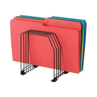 Staples Wire Desk File Sorter - 7-Slot - Black-8 1/4"H x 7 3/8"W x 5 7/8"D