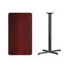 Flash Furniture 24'' x 42'' Rectangular Laminate Table Top, Mahogany with 22'' x 30'' Bar Height Table Base (XUMA2442T2230B)-Top Size: 24"W x 42"L