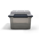 TRU RED 16.8 L Water and Dust Resistant Storage Tote with Locking Lid-Hinged locking lid doubles as a tray for added convenience