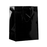Jam Paper Glossy Gift Bags with Rope Handles - Large - 10" x 13" - Black - 3 Pack-Color: Black Glossy