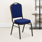 Flash Furniture HERCULES Series Crown Back Stacking Banquet Chair with Gold Vein Frame - Navy Blue Patterned Fabric-2.5" Thick Seat Cushion