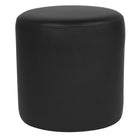 Flash Furniture Barrington Upholstered Round Ottoman Pouf - Black Leather-Contemporary Style