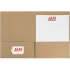 JAM Paper Premium Paper Cardstock Two Pocket Presentation Folders, Brown Kraft Paper Bag, 12 Pack (5166617481g)-12 per pack
