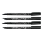 Staedtler - Stylos permanents Lumocolor – pointe fine – noir – paquet de 4-Superbes couleurs vives — marqueurs permanents stables à la lumière