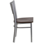 Flash Furniture HERCULES Series Silver Slat Back Metal Restaurant Chair - Walnut Wood Seat-Slat Back Design