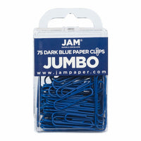 JAM PAPER - Trombone Geant Colore 2", Bleu Fonce, 3 Paquets de 75-Couleur : bleu fonce