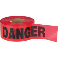 SCN Industrial Danger Barricade Tape, Bilingual, 3" W x 1000' L, 1.5 Mils, Black On Red - 12 Pack-Colour: Black on Red
