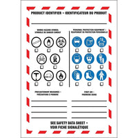 WHMIS Workplace Labels, 5" x 3.5", 5 Pack-Legend - Product Identifier - Identificateur du produit