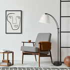 Dainolite Felix Modern Incandescent Adjustable Floor Lamp - 1 Light - Matte Black with White Shade -Metal